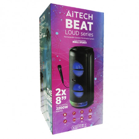Parlante Bluetooth Portatil 2x8w Karaoke con Mic Luces Led