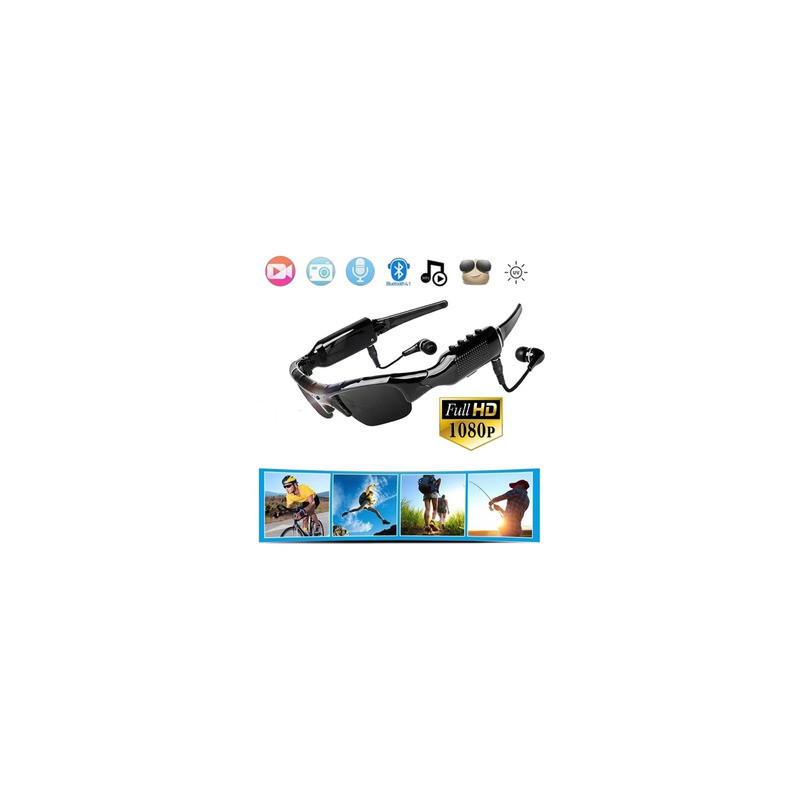 Lentes de Sol Gafas Bluetooth con Cámara HD 1080p + Auriculares Bluetooth Manos Libres Filtro UV